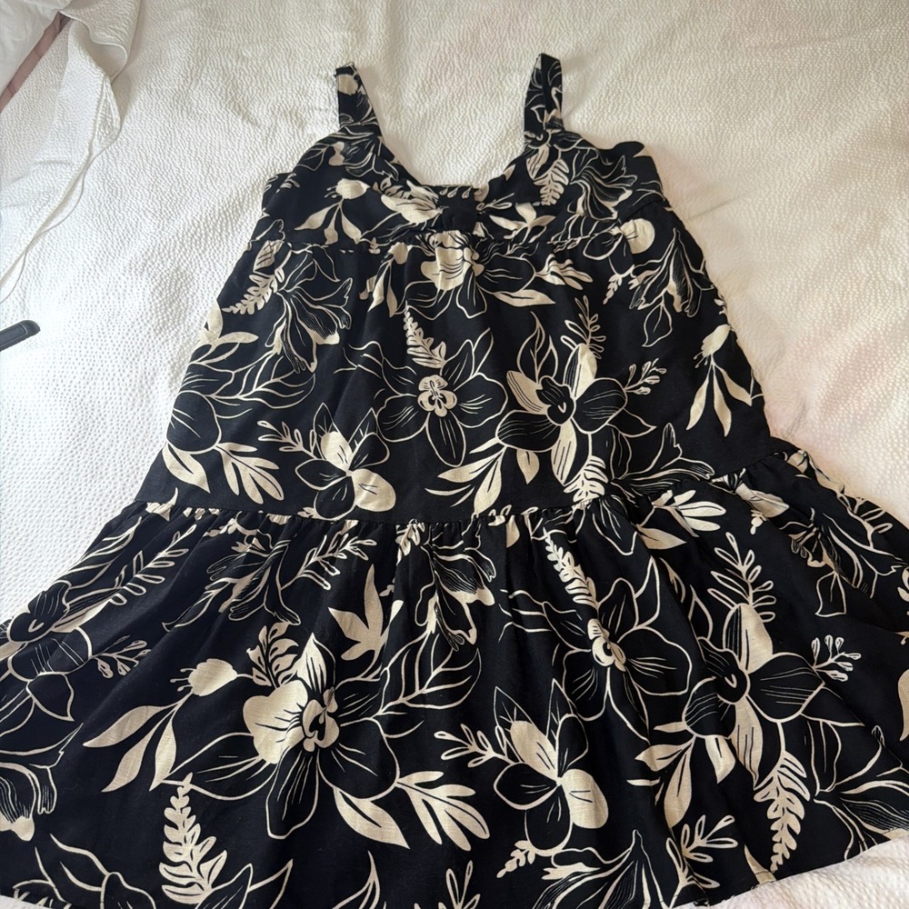 Jane & Delancy  Sundress Black And Tan Floral Sz S